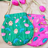 Wholesale Traditional flower Printed Potli, Women Handbag, Wedding Favors, Diwali Gift